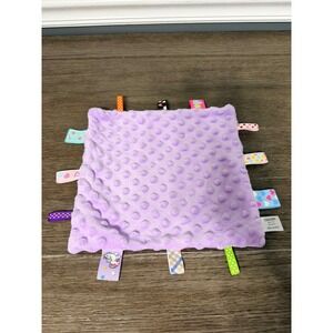 Crevent Purple Minky Dot Baby Sensory‎ Ribbon Tags Lovey
